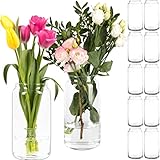 Giessle® 12 große und Elegante Glasvasen (je 20cm) Dekovasen Set Tischvasen Blumenvase, Vase aus Glas