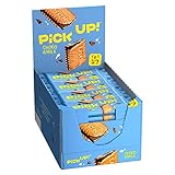 PiCK UP! Choco&Milk (24 x 28 g), Keksriegel mit knackiger Milchschokolade und Milchcreme zwischen zwei Keksen, der Snack für unterwegs, Thekenaufsteller mit 24 Stück