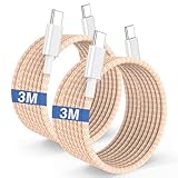 USB C Ladekabel 3M für iPhone 16/15, extra langes USB C auf USB C Schnellladekabel, 60W Typ C Schnellladekabel für Apple iPhone 16/16 Plus/16 Pro/16 Pro/16 Pro Max/15 Plus/15 Pro Max, Orange