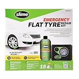 Slime CRK0305-IN Flache Reifenreparatur, Smarte, Autoreifen-Notfallausrüstung, enthält Dichtmittel und Reifenkompressor, Geeignet für Autos und andere Autobahn-Fahrzeuge, 15 Min Reparatur