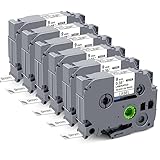 TZe TZ Klebeband, 9 mm, 0,35, laminiert, weiß, für Brother TZe-221, TZ-221, laminiertes P-Touch-Etikettenband, passend für Modell PTD220, D210, D200, H100, 1880, schwarz auf weiß