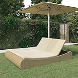 HEFZGDB Outdoor-Sonneninsel Poly Rattan Beige Gartenliege Sonnenliege Strandliege Geeignet für Pool, Terrasse, Garten.