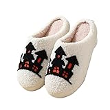 Asiasioc Kürbis Hausschuhe, Damen Herren Plüsch-Pantoffeln Halloween Valentinstag warm gemütlich Indoor Outdoor Home Paar Schuhe (K, 7,5-8,5 Frauen/6,5-7,5 Männer)