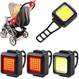 4 Stück Kinderwagen Licht, IPX5 Wasserdichte Beleuchtung Kinderwagenlicht mit 3 Lichtmodi, USB Wiederaufladbar Licht für Rollator Rot Weiß Leuchte Passend für Alle Kinderwagen