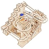 HOTUT Murmelbahn Trackball Modell Bausatz,112 Stück 3D Puzzle Holz Set,Erwachsene Mechanische kugelbahn Holzpuzzle mit 9 Stahlkugeln,Holzpuzzle Bastelset für Kinder 8 Jahre und älter und Erwachsene