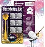 PYROHELD 7-teiliges Zinngießen - Set: Traditionelles Gießen mit Zinn wie Bleigießen, inklusive Löffel & Deutungsbuch - Silvester & Neujahr 2025 & 2026