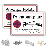 2 x Schilder Privatparkplatz | 30 x 20 cm PVC | Wasserfester Druck | Inklusive Allen Befestigungszubehör | Für Drinnen Und Draußen Geeignet