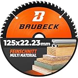 BAUBECK Sägeblatt für Winkelschleifer 125 - Multi Material Feinschnitt - Trennscheibe 125 Holz, Aluminium, Metall uvm. - Trennscheibe Holz 125 kompatibel mit allen gängigen 125er Winkelschleifern