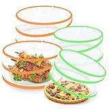 ecooe Fliegenhaube - 4er Set faltbare Abdeckhauben für Lebensmittel, Netzhaube für Obst und Kuchen in zwei Größen, Fliegenschutz und Insektenschutzhaube, Speiseschirm, für BBQ Salate, Picknick Camping