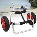 WOQLIBE Kajakwagen Bootswagen Kajak Aluminiumlegierung Kanuwagen Surfwagen Kajak Bootswagen Surfwagen Boat Carrier Trolley Cart Transport mit 2 Wheels Abnehmbaren Gummi-Luftreifen