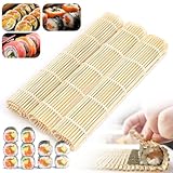 CHRI 3 STK Sushi Matte, Bambusmatte Sushi Roller, Natürliche Bambusmatte zum Rollen von Sushi für Anfänger