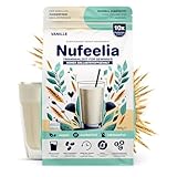 Nufeelia Trinkmahlzeit Vanille – Wissenschaftlich basierter Diät Shake – Vegan, Zuckerfrei, Laktosefrei – Hoher Ballaststoff- & Protein-Gehalt – 10 Portionen – Sättigt Stundenlang – 560g