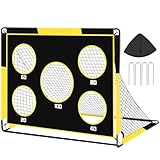 Gofady 2-in-1 Fußballtor für Kinder – Tragbares & Stabiles Fussballtore mit 5 Zielbereichen, Faltbares Design, Tragetasche, Garten, Park, Strand (Gelb, 150 * 120 * 120cm)