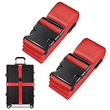Koffergurt Set, gepäckband, kofferbänder, koffergurte Personalisierte Identifikation Verstellbare Rutschfestes Reisezube (Rot, 2 Stück Set)