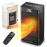 Energiesparender Heizlüfter, 28dB Leiser 1500W Elektrischer PTC Keramik,Thermostat, Überhitzungs & Kippschutz,90-Grad-Horizontaldrehung, 12 Std. Timer, Elektroheizung für Räume Schlafzimmer,Wohnzimmer