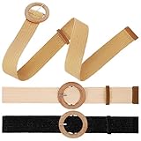 Abaodam 3 Stück Geflochtener Damengürtel aus Kunststoff Breiter Boho Taillengürtel für Kleider Jeans Alltag in Weiß Khaki und Schwarz