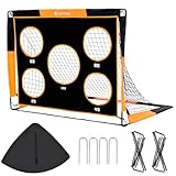 EXTFANS 2 in 1 Kinder-Fußballtor, Pop-up-Fußballnetz mit Zieltor, 4 U-förmige Stahlpfähle und Tragetasche, Fußballtor für Jungen Outdoor-Garten Training Geschenke (1,2m*0,9m