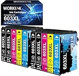 WorkInk 10 Patronen Kompatibel mit Epson 603 603XL Druckerpatronen Multipack für Expression Home XP-2100 XP-2105 XP-3100 XP-3105 XP-4100 XP-4105, Workforce WF-2810 WF-2830 WF-2835 WF-2850