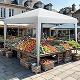 Pavillon Faltpavillon, Faltbarer Stabil Pop up Wetterfester Gartenpavillon mit UV-Schutz, höhenverstellbar für alle Jahreszeiten – ideal für Märkte, Pool，Wasserdicht und robust 3x3Meter