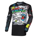 O'NEAL | Motocross-Jersey Langarm | MX Enduro | Gepolsterter Ellbogenschutz, V-Ausschnitt, atmungsaktiv | Element Jersey RANCID V.24 | Erwachsene | Schwarz Weiß | Größe XL