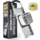 Spätzlehobel,Spätzlepresse mit Gummigriff,Spätzlereibe aus hochwertigem Edelstahl spülmaschinenfest,Spätzlesieb ist ideal für selbstgemachte Spätzle und Knöpfle für alle Töpfe bis Ø 30 cm.
