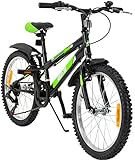 Actionbikes Motors Kinderfahrrad Arrow-20 24 Zoll-Kinder Fahrrad für Mädchen und Jungen-Von 6-12 Jahren-6 Gänge-V-Brake Bremse-Schutzblech v. h.-Fahrräder-Kinderrad (Schwarz Grün Zoll),24 inches