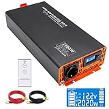 DATOUBOSS 2000W/4000W Spannungswandler 12v auf 230v Reiner Sinus Wechselrichter Power Inverter mit EU Steckdosen, USB/Type-C und LCD Anzeige, Umwandler Stromwandler für LKW Camping Haushaltsgeräten