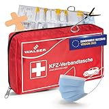 WALSER KFZ-Verbandtasche, Auto-Verbandskasten, Erste Hilfe Koffer, Notfall-Set Auto, Erste Hilfe Tasche DIN 13164:2022, First Aid Kit rot 44283