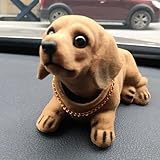 LOHOM Niedliche Hunde Wackelfigur Auto, Hunde Wackelkopf Armaturenbrett Deko, Lustiges Hunde Ornament Wackel Dackel Auto Zubehör Innen Geschenk Für Hundeliebhaber (A)
