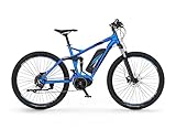 Fischer E-Mountainbike, MONTIS EM 1862 E-Bike MTB für Damen und Herren, RH 48 cm, Mittelmotor 80 Nm, 48 V Akku, blau matt, 27,5 Zoll