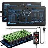 Hon&Guan 55Wx2 Effiziente Warmhalten Heizmatte Pflanzen mit Thermostat, Heizkissen Wärmematte Set für Sämling Germination Haustiere Reptilien Wärmer Bett Matte 25x53CM, IP67, 2 Mat mit 1 Controller