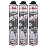 WDVS Klebeschaum 850 ml – INSOLA Styro Fix Premium PU-Kleber für EPS, XPS, NEOPOR, PIR, PF, OSB, Aluminium, Beton, Holz – Dämmstoffkleber für Fassade & Innenbereich (4, Grau)