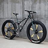 26-Zoll-Mountainbikes, Fat Tire Mountain Trail Bike für Erwachsene, 27-Gang-Fahrrad, Rahmen aus Kohlenstoffstahl mit Vollfederung und Doppelscheibenbremse, 4,0 Zoll dickes Rad Mountain Snow Beach Bike