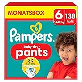 Pampers Windeln Pants Größe 6 Baby-Dry, 138 Windeln, 14kg-19kg, 360° Fit hilft, Auslaufen zu verhindern