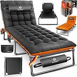 KESSER® Campingbett Feldbett klappbar, 190 x 68 x 30 cm bis 250 kg belastbar, aus Oxford-Gewebe und stabilem Stahlgerüst + Tragetasche, Nackenkissen, Seitentasche & Getränkehalter, ideal für Camping