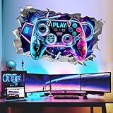 wondever Wandtattoo 3D Junge Gamer Wandaufkleber Videospiel Gaming Zimmer Controller Wandsticker Wanddeko für Kinderzimmer Jungen Schlafzimmer Spielzimmer