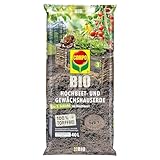 COMPO BIO Hochbeet- und Gewächshauserde, Erde für alle Gemüse- und Kräuterpflanzen im Hochbeet, Torffrei, Kultursubstrat, 40 Liter, Braun