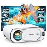 Beamer【Auto-Objektivdeckel/Auto-Fokus】 Auto-6D Trapezkorrektur Beamer 4K WiFi6 Bluetooth Jimveo 25000L 1080P Full HD Tragbare Projektor Outdoor 300' Display Heimkino Mit Netzwerkkabel-Schnittstelle