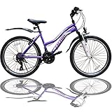 Talson 26 Zoll Mountainbike Mädchen Kinder Fahrrad mit Gabelfederung & Beleuchtung 21-Gang Lila 26AuroraPurple