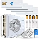 Danyon Multisplit Klimaanlage Split QUATTRO- 36000 BTU - 9,3 kW, sehr leise, Smart Home, Inverter Klimagerät mit Heizfunktion, Splitgerät vorgefüllt mit R32 Kältemittel, Timer, mit 4 Innengeräten