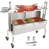 VEVOR Holzkohlegrill mit elektrischem Rotismus, 60 kg, automatisches Grill-Set für den Außenbereich, 50 W, drehbarer Rotisor, 4 U/min, elektrisches Spießset, 103,5 x 37,5 cm, hoch, verstellbar, für