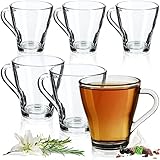 KADAX Teegläser, 6er Set, Gläser mit Griff, Wassergläser, Saftgläser, Glastassen, Gläserset für Tee, Kaffee, Wasser, Drink, Eistee, Saft, Garten, Trinkgläser, spülmaschinenfest (Beate, 250ml)