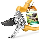 GRÜNTEK Gartenschere Blumenschere GERFALKE, 48 mm Klinge aus japanischem SK5 Stahl, ergonomische Griffform, präzises Schnittergebnis, Pflanzenschere Teflon beschichtet, Bypass Rebschere Rosenschere