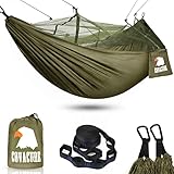 COVACURE Hängematte Outdoor Hängematte mit Moskitonetz - 260 x 130 cm Ultraleicht Hammock Reise Gadgets für Camping Garten Survival Wander