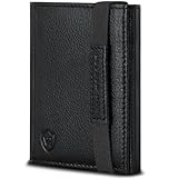 VON HEESEN Slim Wallet mit XL Münzfach & RFID-Schutz - Mini Geldbörse Herren & Damen - Kartenetui Kreditkartenetui - Portmonee Geldbeutel Portemonnaie klein Schwarz