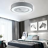 Lightakai Deckenventilator mit Licht, 22'' Kreisförmige Kronleuchter Deckenventilator LED Deckenleuchte Leise Ventilator Pendelleuchte 3 Farben Beleuchtungsmodi Für Wohnimmer Schlafzimmer