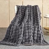 Kuscheldecke Kaninchen Plüsch Decke Super Soft Wohndecke Dick 1000 G/M² Flanell Decke Couchdecke Warme Überwurfdecke Sofadecke Vielseitig Blanket Für Bett Sofa Schlafzimmer Büro Dunkelgrau 130 x 160cm
