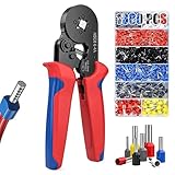 Kabelschuhe Set mit 1300 Aderendhülsen – Selbstjustierende Aderendhülsenzange für 0,25–10 mm² – Vierkantpressung, ergonomischer Griff, Ratschenfunktion – für Elektroinstallationen & KFZ