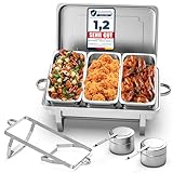 MEISTERWERK Warmhaltebehälter Essen (1er Set) - Erstklassiger 410 Edelstahl Chafing Dish - Warmhaltebehälter für Speisen inkl. Anleitung - Speisenwärmer ideal für Events & Partys