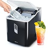 Pro Breeze Eiswürfelmaschine, 12-15 kg pro Tag, Zubereitung in 6-9 Minuten, Eiswürfelbereiter mit Sichtdeckel, 2L Wassertank, 2 Eiswürfel Größen, Selbstreinigungsfunktion, Ice Maker, Schwarz